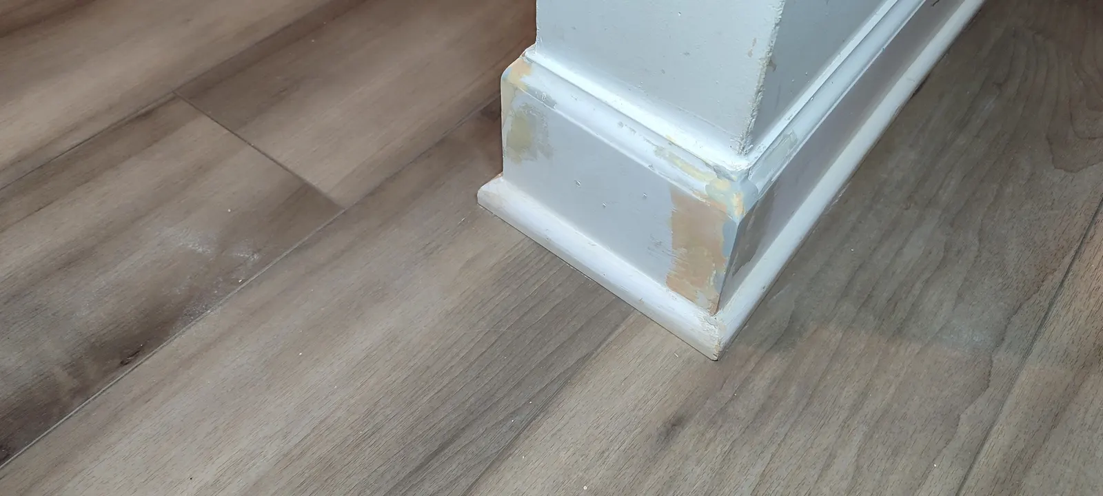 Rebuilt column-base corner during surface preparation