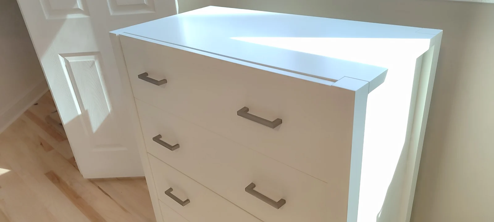 Top and upper drawers of the repainted tall chest