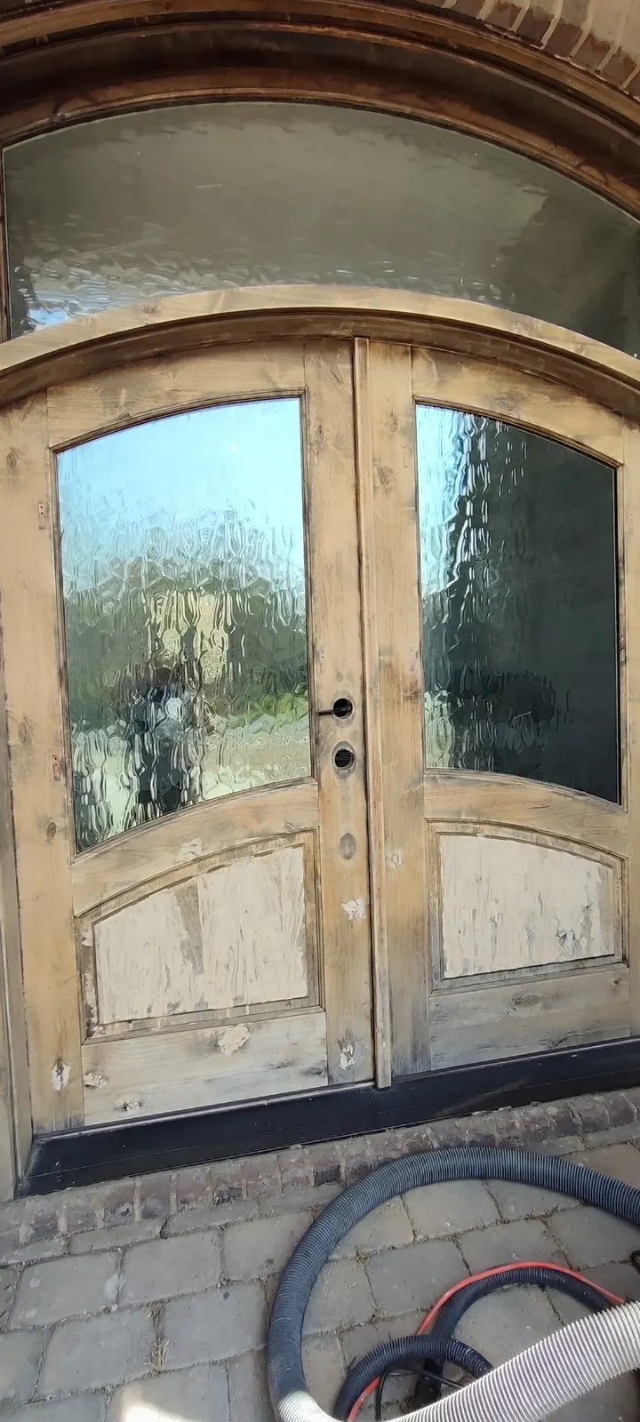 Entry doors during surface preparation