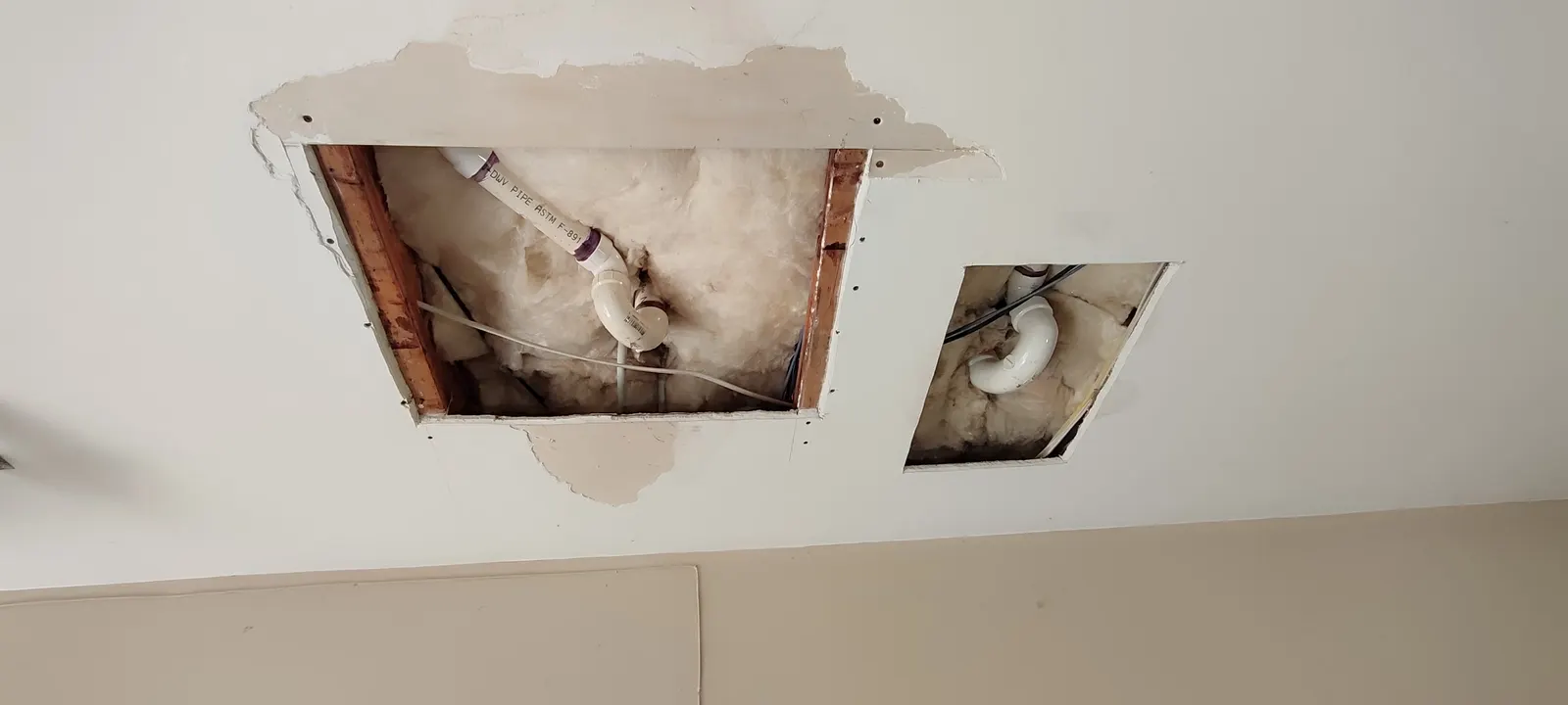 Two openings in the garage ceiling