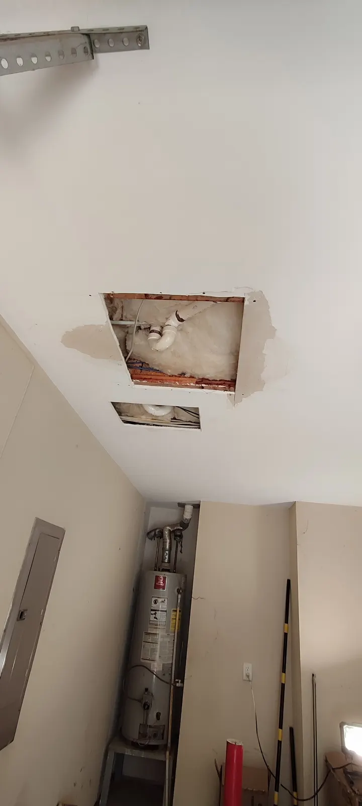 Room view of the garage ceiling openings