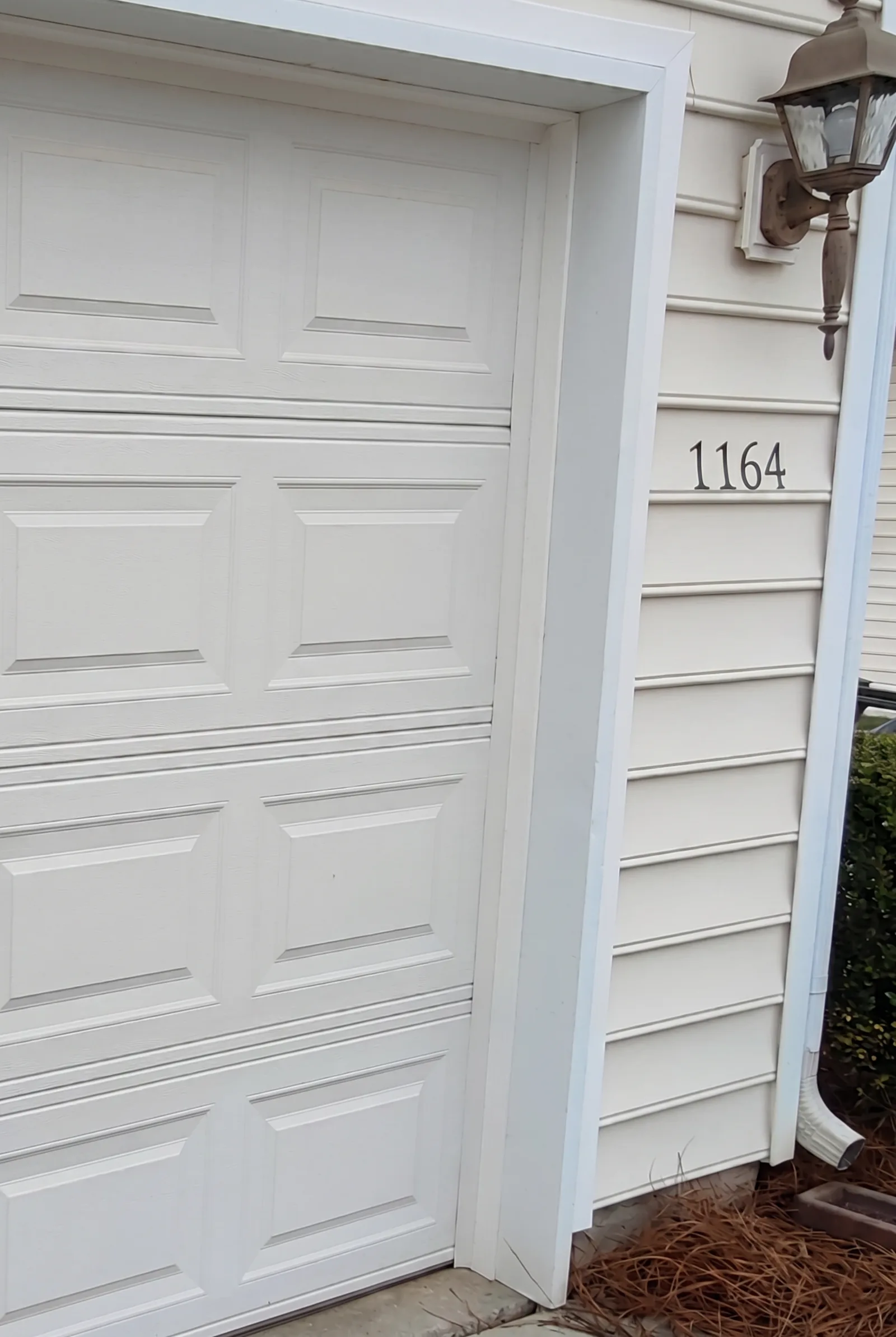 New garage door side weather seal after installation.