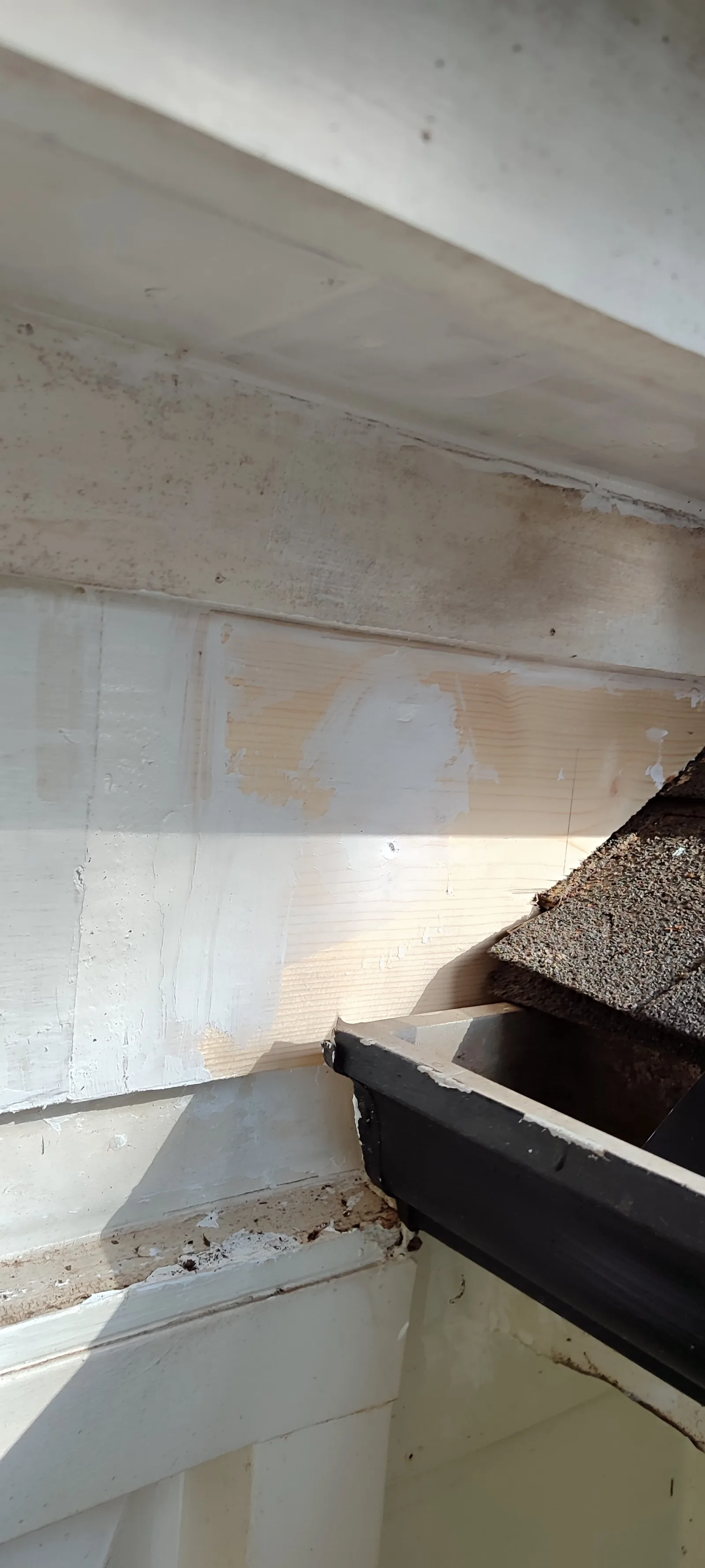 Restored underside of the roof edge before final finishing.