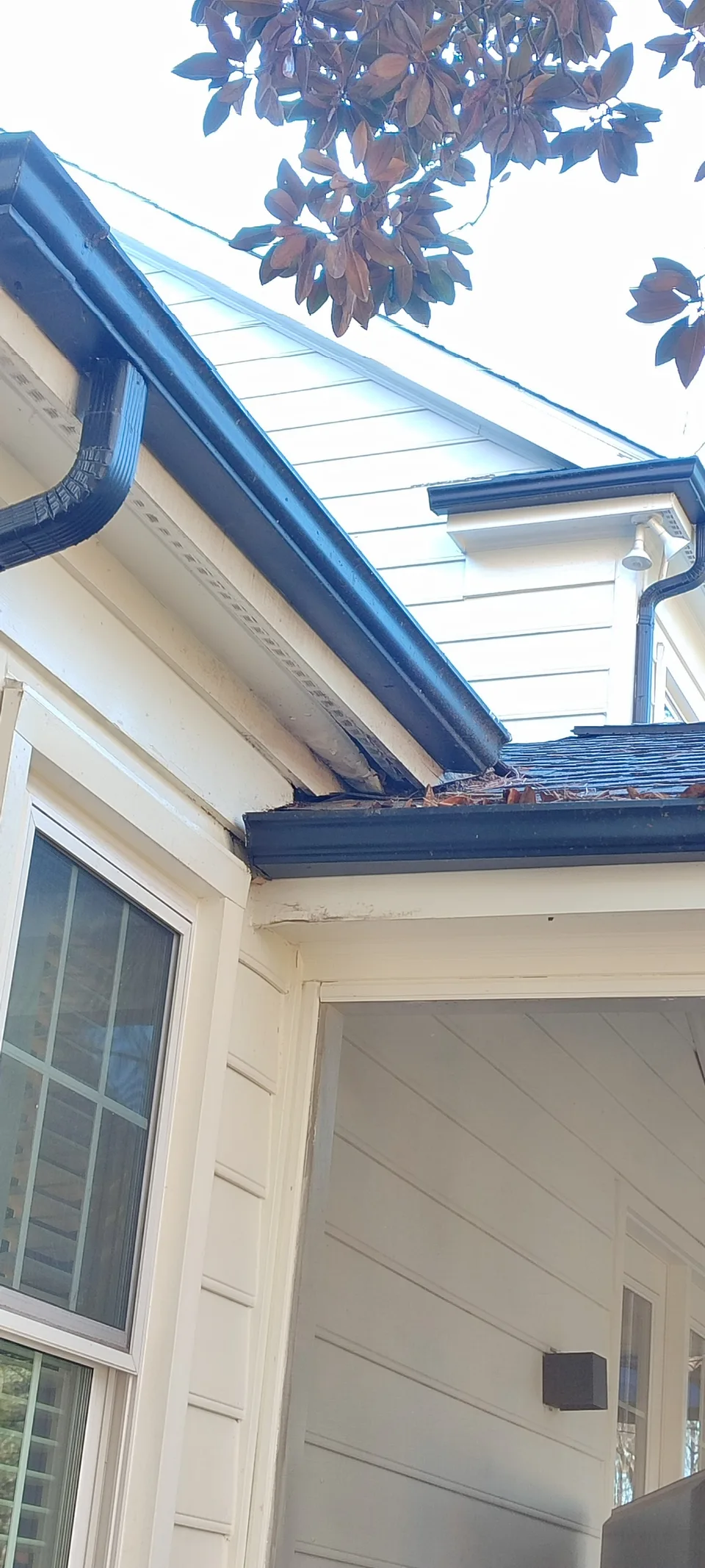 Final view of the soffit and fascia after repair.